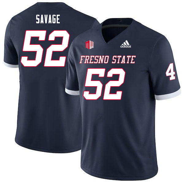 Men #52 Amil Savage Fresno State Bulldogs College Football Jerseys Sale-Navy